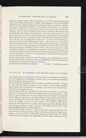 XVI. Aus Briefen von Richard Perls an George