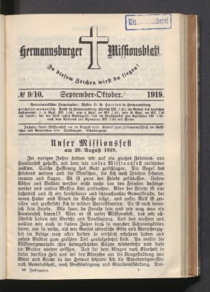 N° 9/10. September-Oktober. 1919