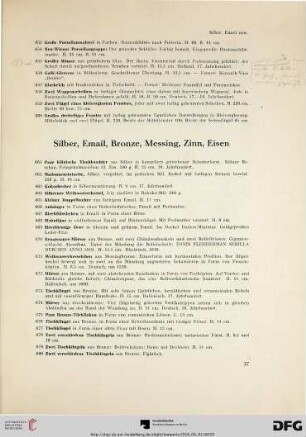 Silber, Email, Bronze, Messing, Zinn, Eisen (Nr. 661-712)