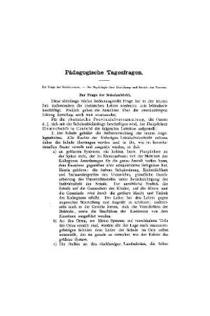 Pädagogische Tagesfragen