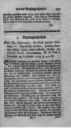 Opuscula medica. Vol.I.