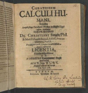 Curationem Calculi Humani