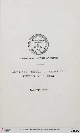 American School of Classical Studies at Athens: January, 1888