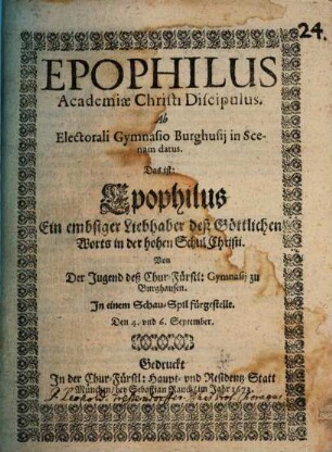 Epophilus Academiae Christi discipulus ...