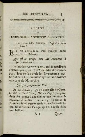 Abregé de L´Histoire Ancienne D´Egypte.