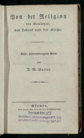 Sammlung 2: Von der Religion des Gemüthes, des Lebens und der Kirche : kurze, zusammenhängende Reden