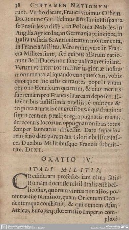 ORATIO IV. ITALI MILITIS.