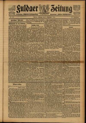 Erste Ausgabe vom Montag, den 04. Dezember 1905.