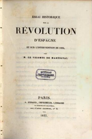 Essai historique sur la révolution d'Espagne et sur l'intervention de 1823, 1