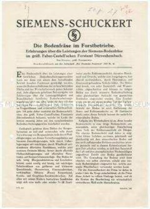 Die Bodenfräse im Forstbetriebe.