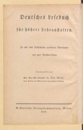 Abt. 1 = Für Sexta, [Schülerband]: [Abt. 1 = Für Sexta, [Schülerband]]