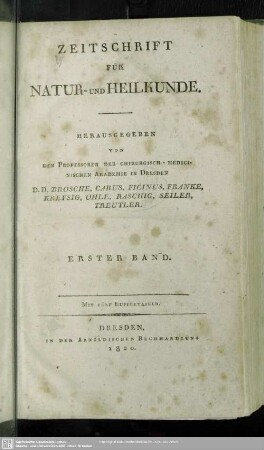 1.1819/20: Zeitschrift für Natur- und Heilkunde