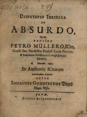 Disputatio Iuridica De Absurdo