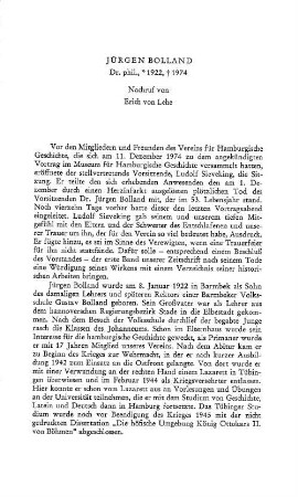 Nachruf auf Jürgen Bolland