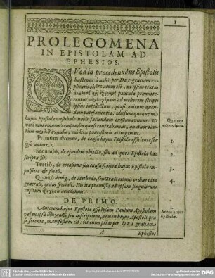 Prolegomena in Epistolam Ad Ephesios