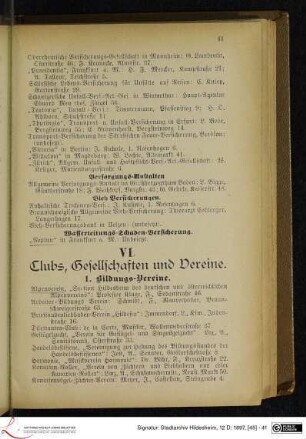 VI. Clubs, Gesellschaften und Vereine.