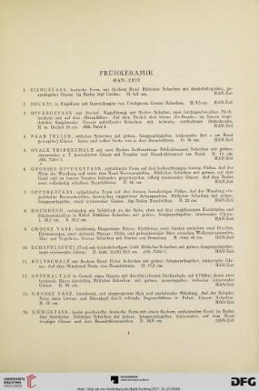Frühkeramik (Nr. 1-323)