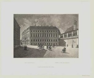 Ansicht des Ballhausplatzes in Wien, Lithographie, um 1830? : Der Ballplatz = Place, ditie Ballplatz. - Wien; Leipzig : Trentsensky & Vieweg, [um 1830?]. - 1 Kunstbl.: Lithographie ; 23 x 16 cm