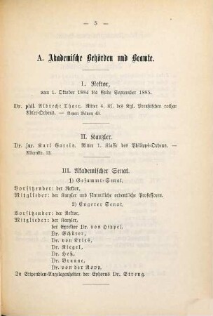 Personalbestand der Großherzoglich Hessischen Ludwigs-Universität zu Gießen. 1885. SS.