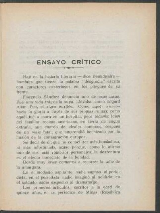 Ensayo crítico [Florencio Sánchez y su obra]