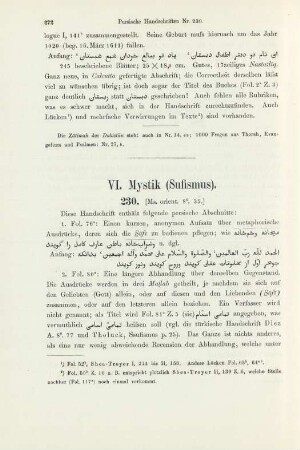 VI. Mystik (Sufismus)