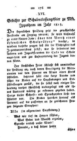 Gedichte zur Schulentlassungsfeier zu Mkt. Ippesheim im Jahr 1815