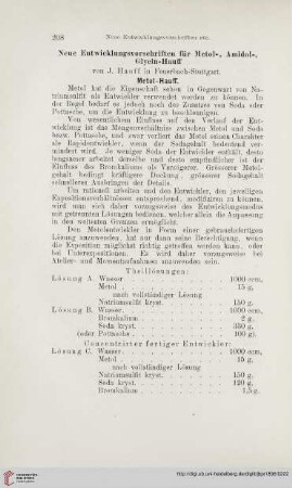 Neue Entwicklungsvorschrift für Metol-, Amidol-, Glycin-Hauff