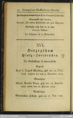 XVI. Herzogthum Pfalz-Zweibrücken