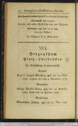 XVI. Herzogthum Pfalz-Zweibrücken