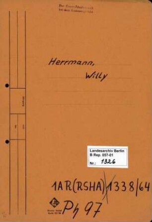 Personenheft Willy Herrmann (*01.04.1898), SS-Sturmbannführer
