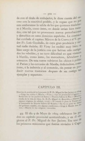 Capítulo III. Eleccion de provincial en la persona del P. Fr. Miguel de San Jacinto en 1604. - ...