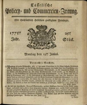 25tes Stueck, Montag den 19ten Junius 1775