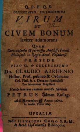 Diss. philos. virum et civem bonum leviter adumbrans
