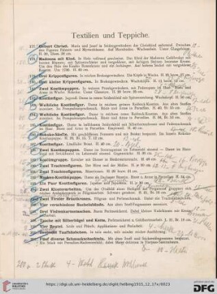 Textilien und Teppiche (Nr. 177-261)