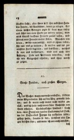25. Große Freuden, nach großen Sorgen