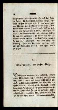 25. Große Freuden, nach großen Sorgen