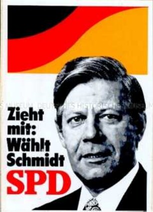Aufkleber der SPD für die Wahl von Helmut Schmidt bei der Bundestagswahl 1980