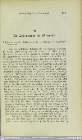 VII. Die Aufbewahrung der Lebensmittel