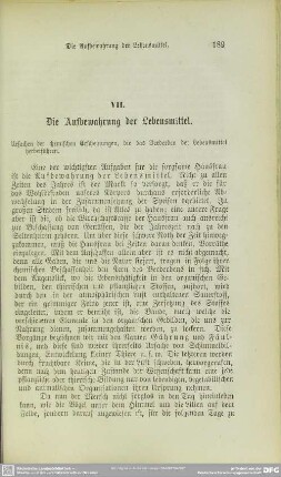 VII. Die Aufbewahrung der Lebensmittel