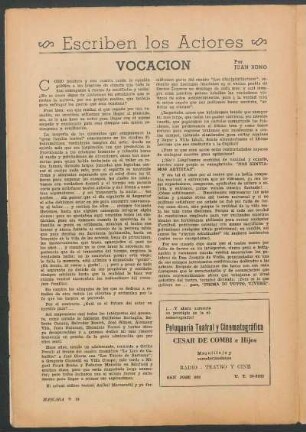 Escriben los actores - Vocación