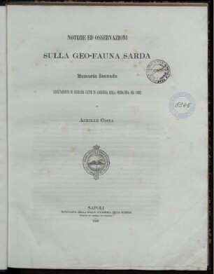 Mem. 2: Risultamento Di Ricerche Fatte In Sardegna Nella Primavera Del 1882