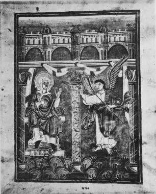 Evangelistar — Bildseite mit Mariä Verkündigung, Folio 20 recto