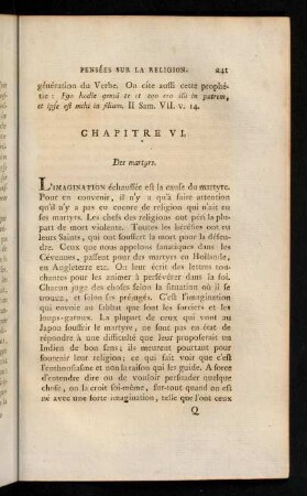 242-252, Chapitre VI. Des martyrs. - Chapitre VII. De l'Ecriture Sainte.