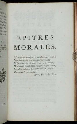 Epitres Morales