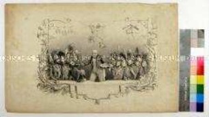 Karikatur auf die militärischen Ambitionen von Ernst August I. König von Hannover und die dauernde Geldnot
