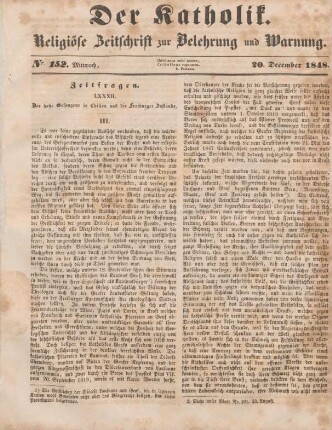 609-610 Zeitfragen : LXXXII. Der hohe Gefangene in Chillon und die Freiburger Zustände (Teil III)