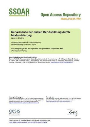 Renaissance der dualen Berufsbildung durch Modernisierung