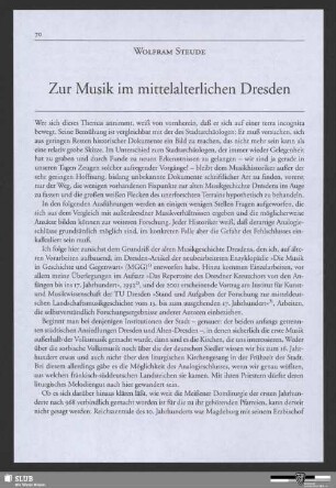 Zur Musik im mittelalterlichen Dresden