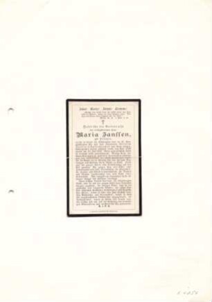 Janssen, Maria geb. Printzen