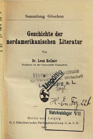 Geschichte der nordamerikanischen Literatur, 2